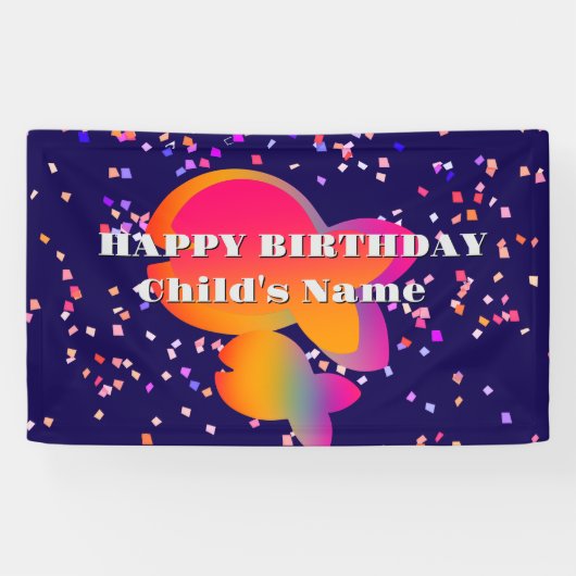 Personaliseer Rainbow Fish Kinder Happy Birthday Spandoek (Horizontaal)