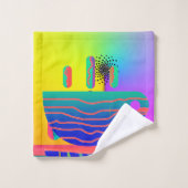 Personaliseer Rainbow Geo Coffee Cups Artsy Bad Handdoek (Wasdoekje)
