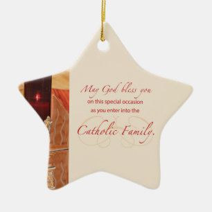 Personaliseer, RCIA Felicitaties, Katholiek, Rood Keramisch Ornament