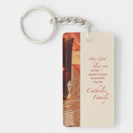 Personaliseer, RCIA Felicitaties, Katholiek, Rood Sleutelhanger