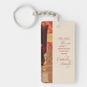 Personaliseer, RCIA Felicitaties, Katholiek, Rood Sleutelhanger