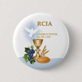 Personaliseer, RCIA Gefeliciteerd Katholiek Sacram Ronde Button 5,7 Cm