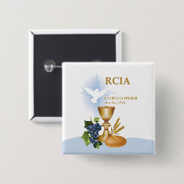 Personaliseer, RCIA Gefeliciteerd Katholiek Sacram Vierkante Button 5,1 Cm