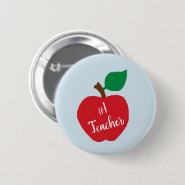 Personaliseer Red Apple Teacher Gift #1 Teacher Pi Ronde Button 5,7 Cm
