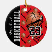 Personaliseer Red Basketball Keramisch Ornament (Voorkant)