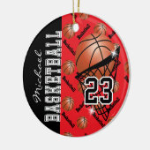 Personaliseer Red Basketball Keramisch Ornament (Links)
