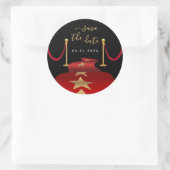 Personaliseer Red Carpet Theme Party Save the Date Ronde Sticker (Tas)