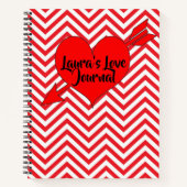 Personaliseer Red Chevron Arrow Heart Valentijnsda Notitieboek (Voorkant)