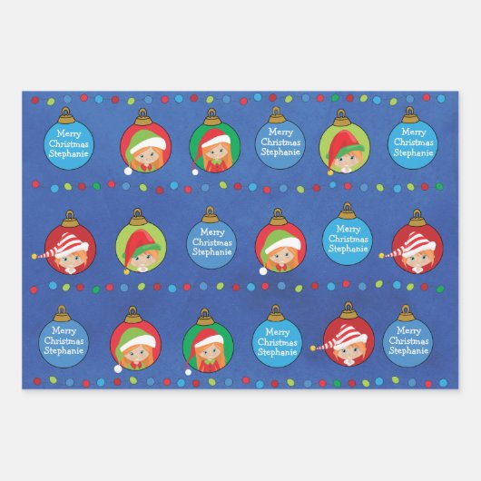 Personaliseer Red Hair Girl Elf Inpakpapier Vel (Voorkant 2)