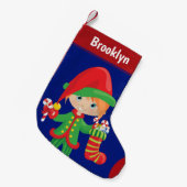 Personaliseer Red Hair Girl Elf Kleine Kerstsok (Voorkant (Hangend))