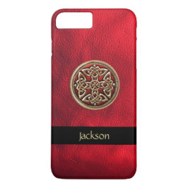 Personaliseer Red Leather Celtic Knot iPhone 7 Hoe iPhone 8/7 Plus Hoesje