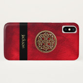 Personaliseer Red Leather Celtic Knot iPhone X Hoe Case-Mate iPhone Case (Achterkant (horizontaal))