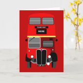 Personaliseer Red London Double Decker Bus Verjaar Kaart (Gele Bloem)