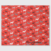 Personaliseer RENDIERHERTEN SCHOMMELEND PAARD Kers Cadeaupapier (Vlak)