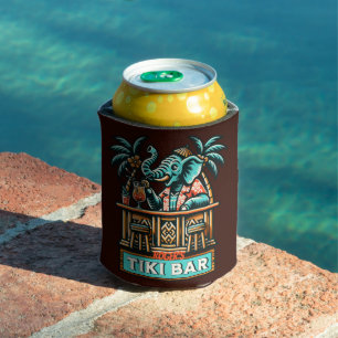 Personaliseer Retro Elephant Tiki Bar Blikjeskoeler