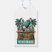 Personaliseer Retro Elephant Tiki Bar Cadeaulabel (Voorkant)