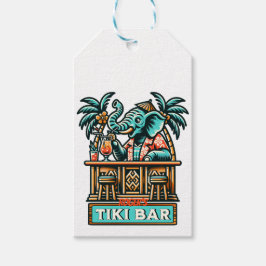 Personaliseer Retro Elephant Tiki Bar Cadeaulabel
