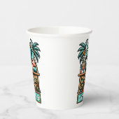 Personaliseer Retro Elephant Tiki Bar Papieren Bekers (Links)