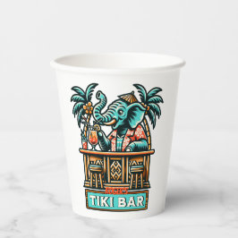 Personaliseer Retro Elephant Tiki Bar Papieren Bekers