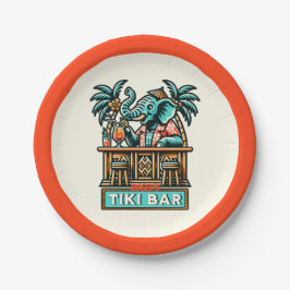 Personaliseer Retro Elephant Tiki Bar Papieren Bordje