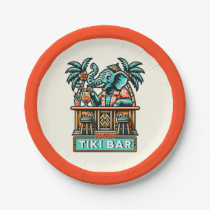 Personaliseer Retro Elephant Tiki Bar Papieren Bordje