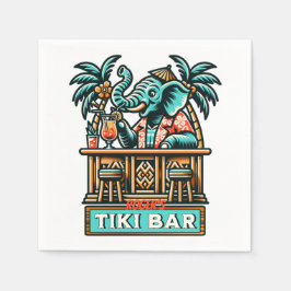 Personaliseer Retro Elephant Tiki Bar Servet