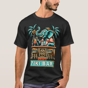 Personaliseer Retro Elephant Tiki Bar T-shirt
