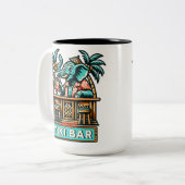 Personaliseer Retro Elephant Tiki Bar Tweekleurige Koffiemok (Voorkant links)