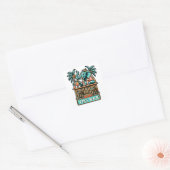 Personaliseer Retro Elephant Tiki Bar Vierkante Sticker (Envelop)