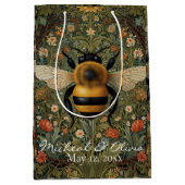 Personaliseer retro hommel boho botanische bloemen medium cadeauzakje (Voorkant)