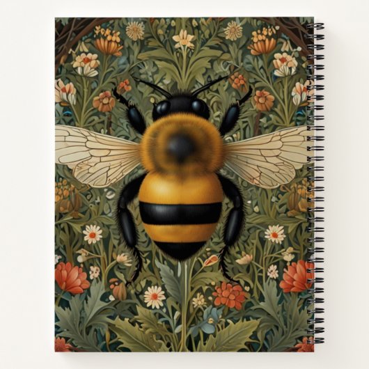 Personaliseer retro hommel boho botanische bloemen notitieboek (Achterkant)