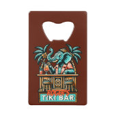 Personaliseer Retro Olifant Tiki Ba Creditkaart Flessenopener (Voorkant)