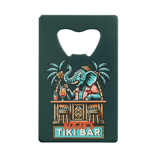 Personaliseer Retro Olifant Tiki Ba Creditkaart Flessenopener (Achterkant)