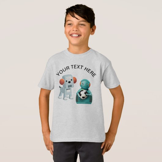 Personaliseer Robot Dog Sports Voetbal T-shirt (Voorkant volledig)