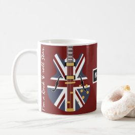 Personaliseer Rock & Roll Star Union Jack gitaar Koffiemok