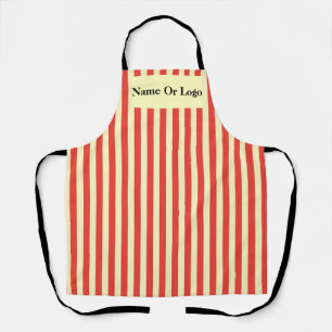 Personaliseer Rode Crème Strepen Keuken Chef Schort