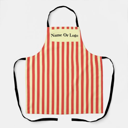 Personaliseer Rode Crème Strepen Keuken Chef Schort (Voorkant)