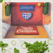 Personaliseer Rode Deur - Vrolijk Kerstfeest Gezel Theedoek (Gevouwen)