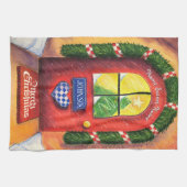 Personaliseer Rode Deur - Vrolijk Kerstfeest Gezel Theedoek (Horizontaal)