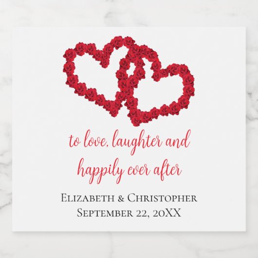 Personaliseer Rode Hartjes Huwelijk Quotes Huwelij Sparkling Wijnetiket (Enkel label)