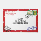 Personaliseer Rode Sneeuwvlok Kerstman Letter Kers Deurmat (Voorkant)