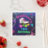 Personaliseer Roller Skating Neon Birthday Napkins Servet (Insitu)