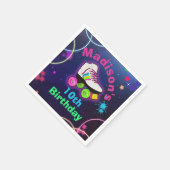 Personaliseer Roller Skating Neon Birthday Napkins Servet (Hoek)