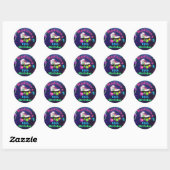Personaliseer Roller Skating Neon Birthday Ronde Sticker (Vel)