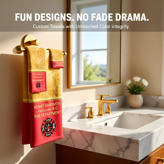 Personaliseer romantische brandweer logo bad handdoek