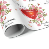 Personaliseer Romantische Valentijnsdag Harten Roo Cadeaupapier (Rol Hoek)