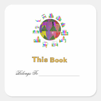 Personaliseer Rond de Wereld Ex Libris  Vierkante Sticker
