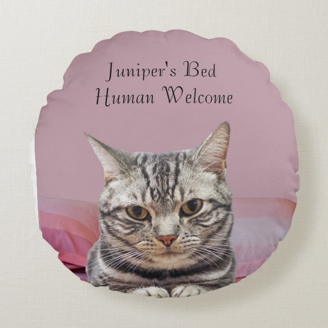 Personaliseer Ronde Kat Kussen (Voorkant)