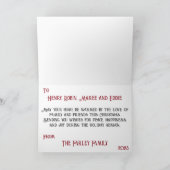 Personaliseer Rood en Blauw Kerstmis Gestreept Kaart (Binnen)