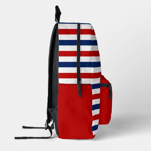 Personaliseer rood wit blauw nautische strepen roe bedrukte rugzak (Links)